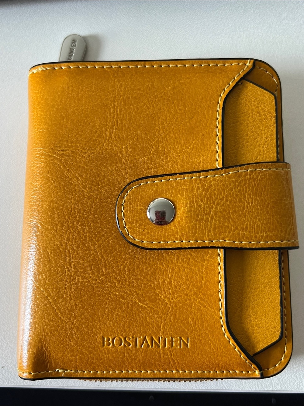 Bostanten Yellow Leather Snap Wallet for Women